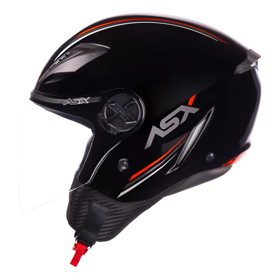 Capacete Moto Masculino Feminino Aberto Asx City Air Preto Brilhante