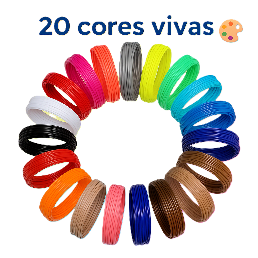 Kit 20 Cores Filamento PLA 100M Para Caneta e Impressão 3D Compatível Para Artes Estudos 5m por Rolo em Oferta na Shopee