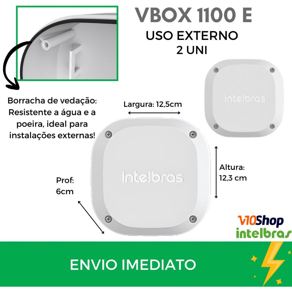 Kit 2 unid Caixa Vbox 1100 E Externa de Passagem Organizadora Cabos Cftv Camera Branca Intelbras em Oferta na Shopee