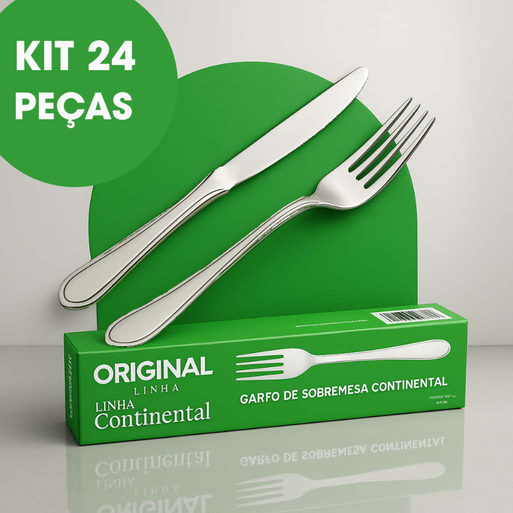 Jogo 24 Garfo Faca Sobremesa Aço Inox Premium Buffet Mesa Kit Talheres Conjunto em Oferta na Shopee