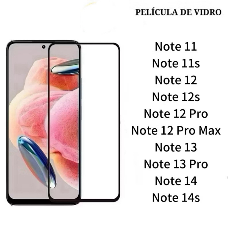 Kit 3Pcs/5Pcs Película De Vidro Temperado 3D Para Redmi Note11 Note12 Note13 Note 11 12 13 14 14s pro Max Note14 4G 5G