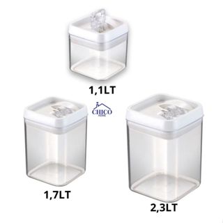 PORTA POTE MANTIMENTO HERMETICO 1,1LT/1,7LT/2,3LT TAMPA BRANCA TRAVA GIRATORIA VEDACAO SILICONE EMPILHAVEL EM ACRILICO em Oferta na Shopee