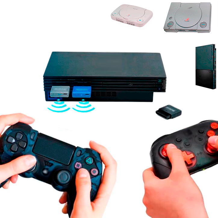 Adaptador Controle Sem Fio Ps1 E Ps2 Receptor Bluetooth Retro Playstation Slim Fat Mini