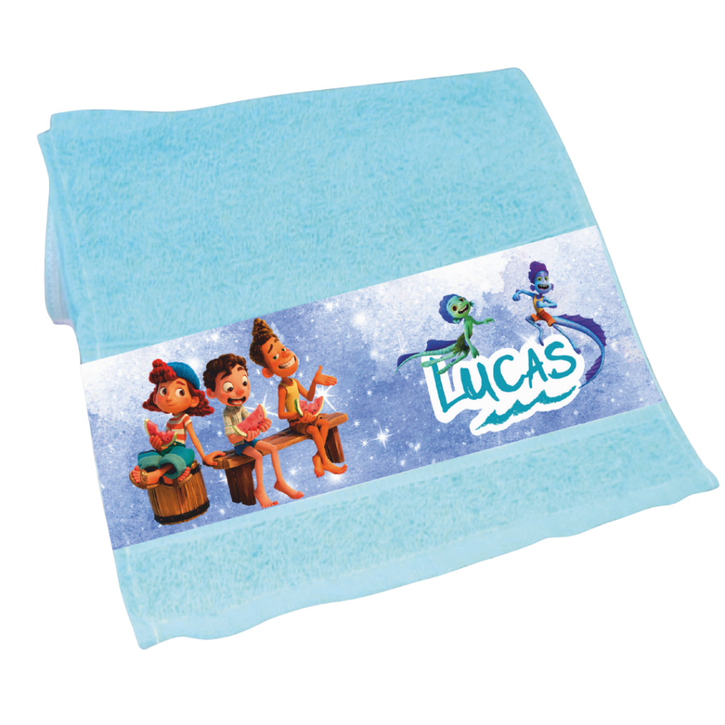 Kit com 3 toalhinhas de mão boca  LUCA FILME PERSONAGENS Personalizada com nome - Lancheira Presente Toalhinha Lavabinho