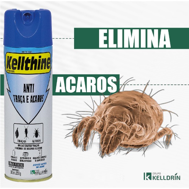 Inseticida Aerosol Kellthine Anti Traças e Ácaros Kelldrin Proteção Roupas Armários Estofados 300ml