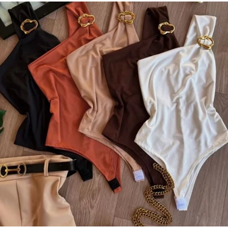 Body Feminino Suplex plus size Com Fivela Ombro Só Mula Manca Collant Maio Verão 2025 888