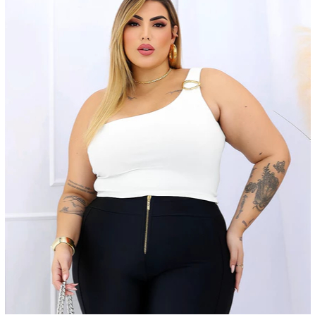 Body Feminina Suplex plus size Com Fivela Ombro Só Mula Manca Verão 2025 Luxo Maio
