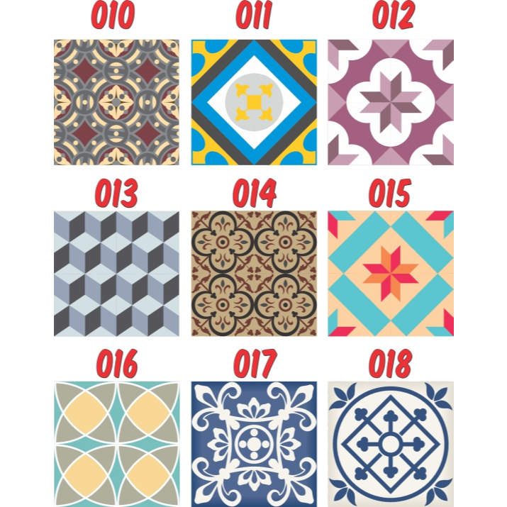 Kit 10 unidades Adesivo de Azulejo Decorativo Moderno Retrô Diversos Modelos 15 x 15 cm AZU 010