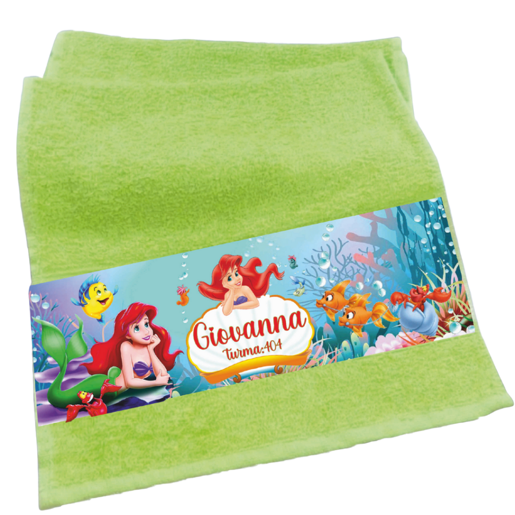 Kit com 3 toalhinhas de mão boca  A PEQUENA SEREIA ARIEL Personalizada com nome - Lancheira Presente Toalhinha Lavabinho