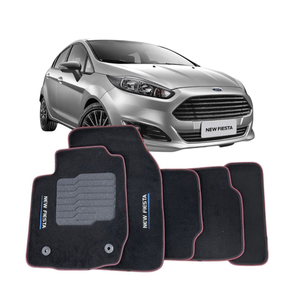 Jogo de tapete Carpete Adaptável Ford Fiesta 2016 2017 2018 2019 2020 2021 2022 2023 5 Peças carpete