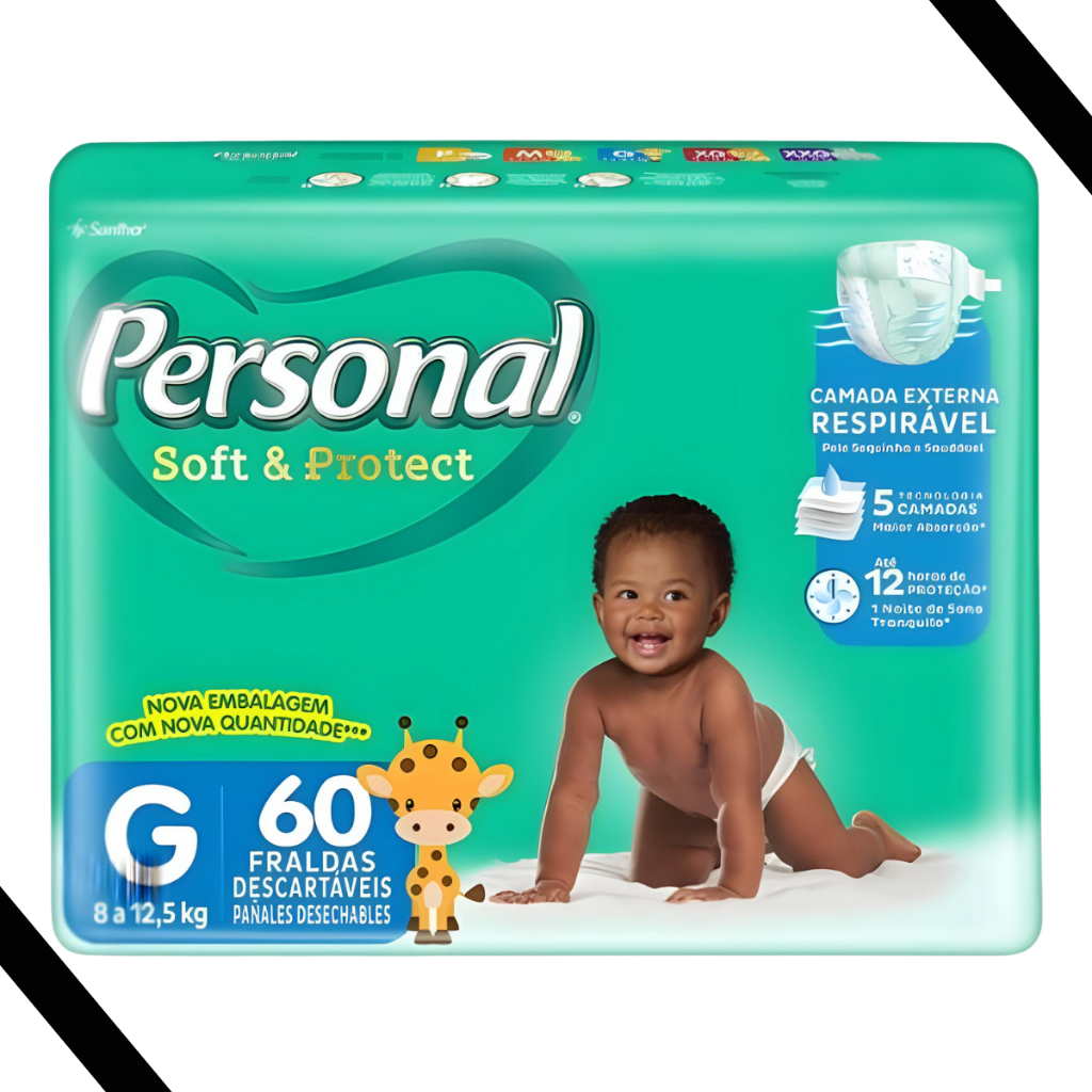 Fraldas Descartáveis Personal Baby - Pacote Hiper Tam G 60 Unidades em Oferta na Shopee