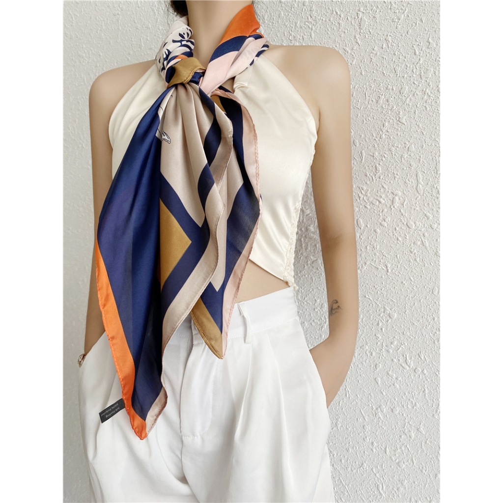 Lenço de cetim seda quadrado feminino, estampa cavalo fashion vintage, cachecol bandana top praia lenço elegante pescoço