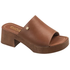 Sandália Tamanco Feminino GiGiL Salto Grosso Bloco Madeira Plataforma Meia Pata Elegante Clássico