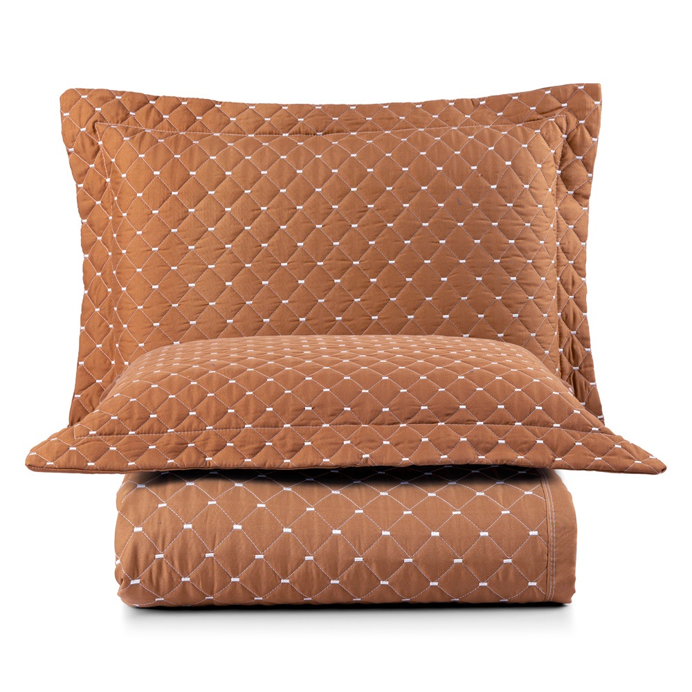 Kit Cobre Leito Dupla Face Bordado 200 Fios com Aba Americana Casal / Queen / King Ravena