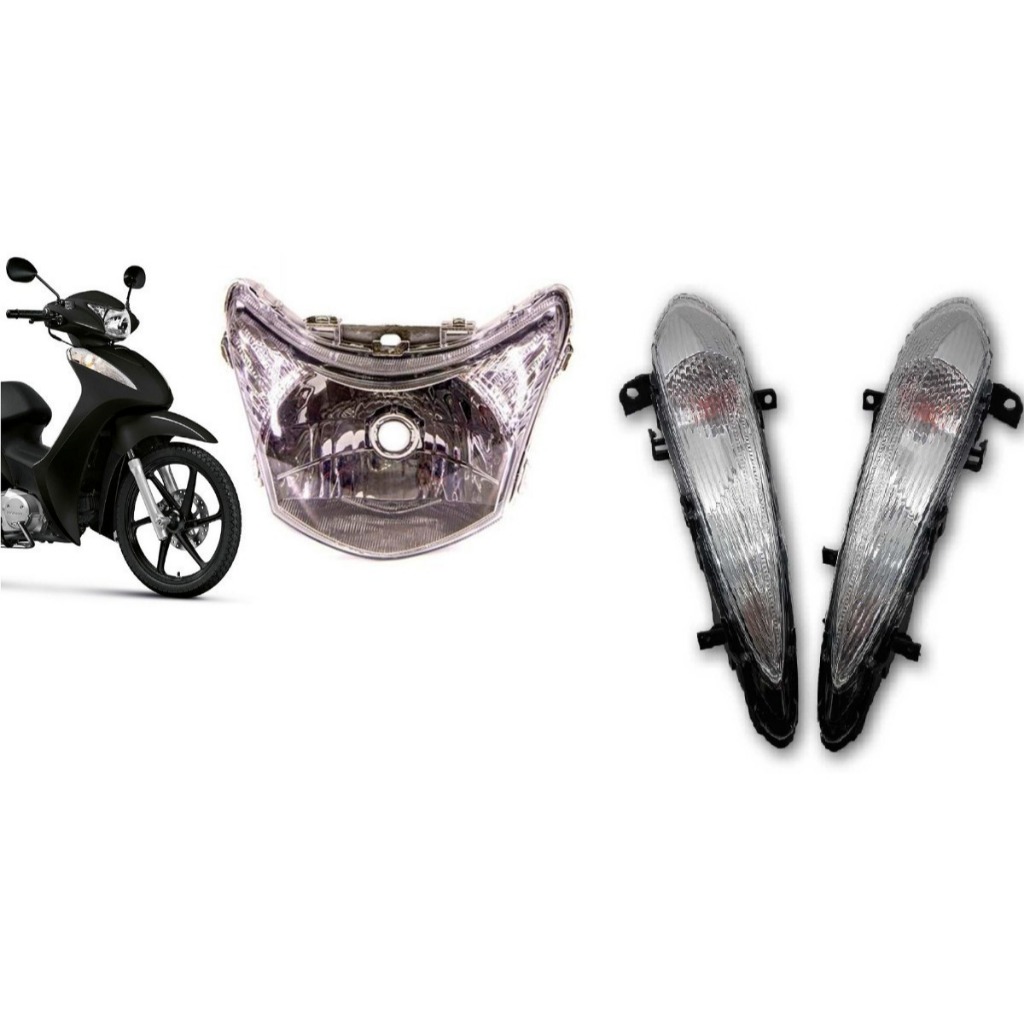 Kit Farol Bloco Óptico com Par Piscas Seta Honda Biz 125 2011 2012 2013 2014 2015 2016 e 2017 Stylu em Oferta na Shopee