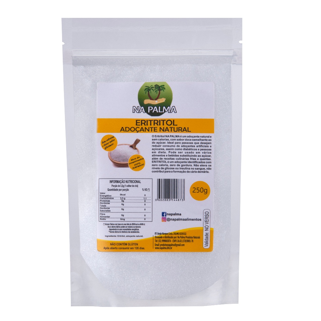Eritritol Cristal Puro 250g Na Palma