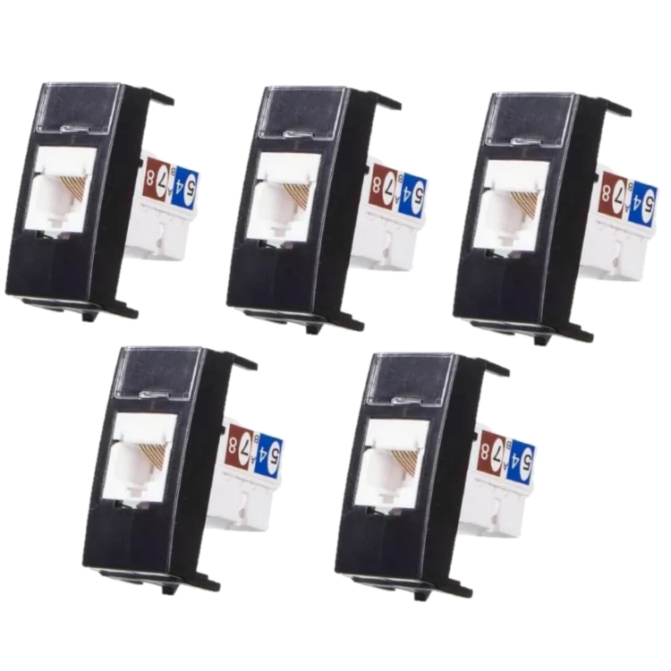 5 Módulos Tomada para Rede Informática RJ45 Ebony Clean Margirius 16815