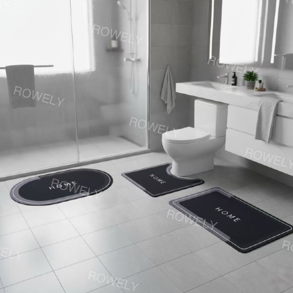 Kit3 Conjunto de Tapetes Absorventes para Banheiro Secagem Rápida e Antiderrapante Capacho para Casa