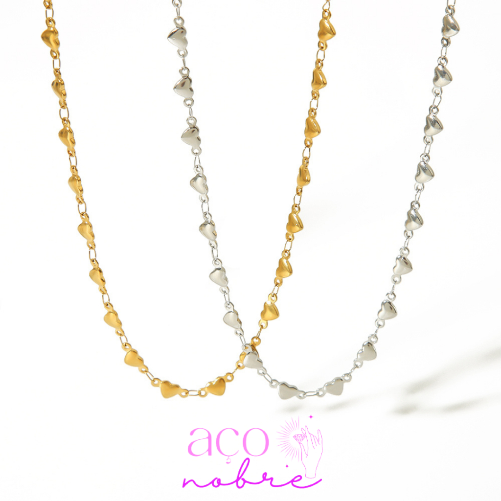 Choker De Coração Maciço Em Aço Inox Gargantilha Colares em Oferta na Shopee