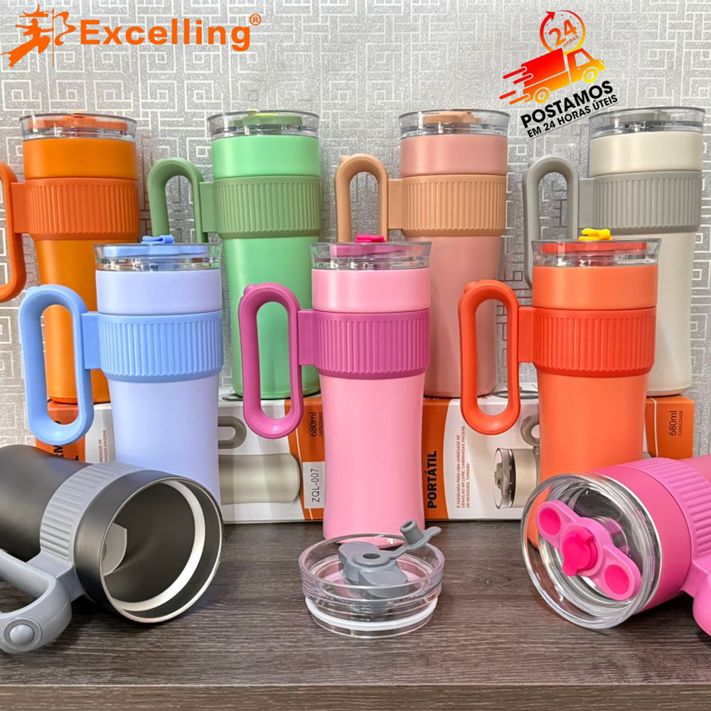 Copo Aço Inoxidável SUS 316 Portátil 680ml Isolamento Térmico ZQL-007 em Oferta na Shopee