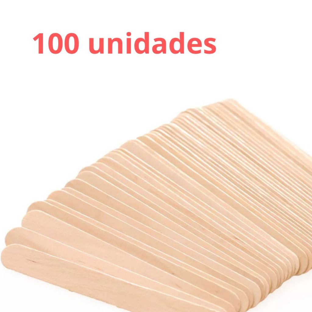 Espátula Palito Largo de Madeira para Depilação - Abaixador de Língua 100 unidades
