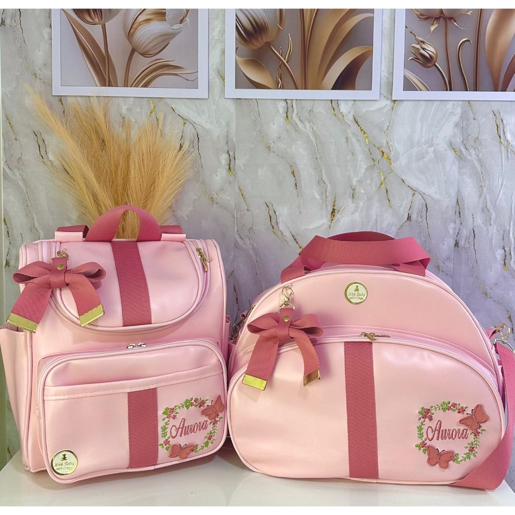 Kit Bolsa Maternidade Com 2 Peças Personalizada Luxo. Mala Maternidade personalizada com nome do bebê. Nick baby bolsas