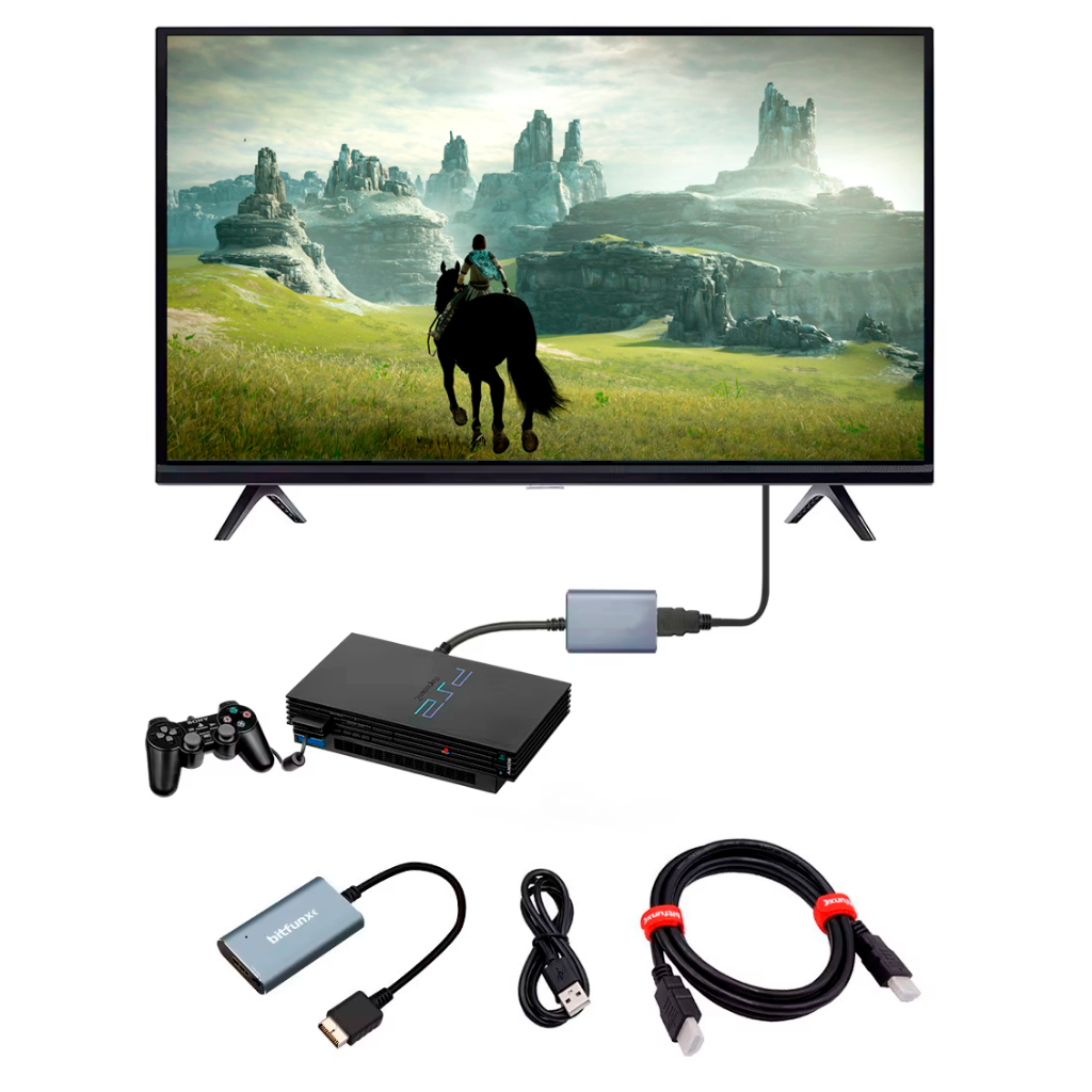 Cabo Hdmi Ps2 Melhora Imagem Playstation 2 Play 2 Full Hd Bitfunx Adaptador Original