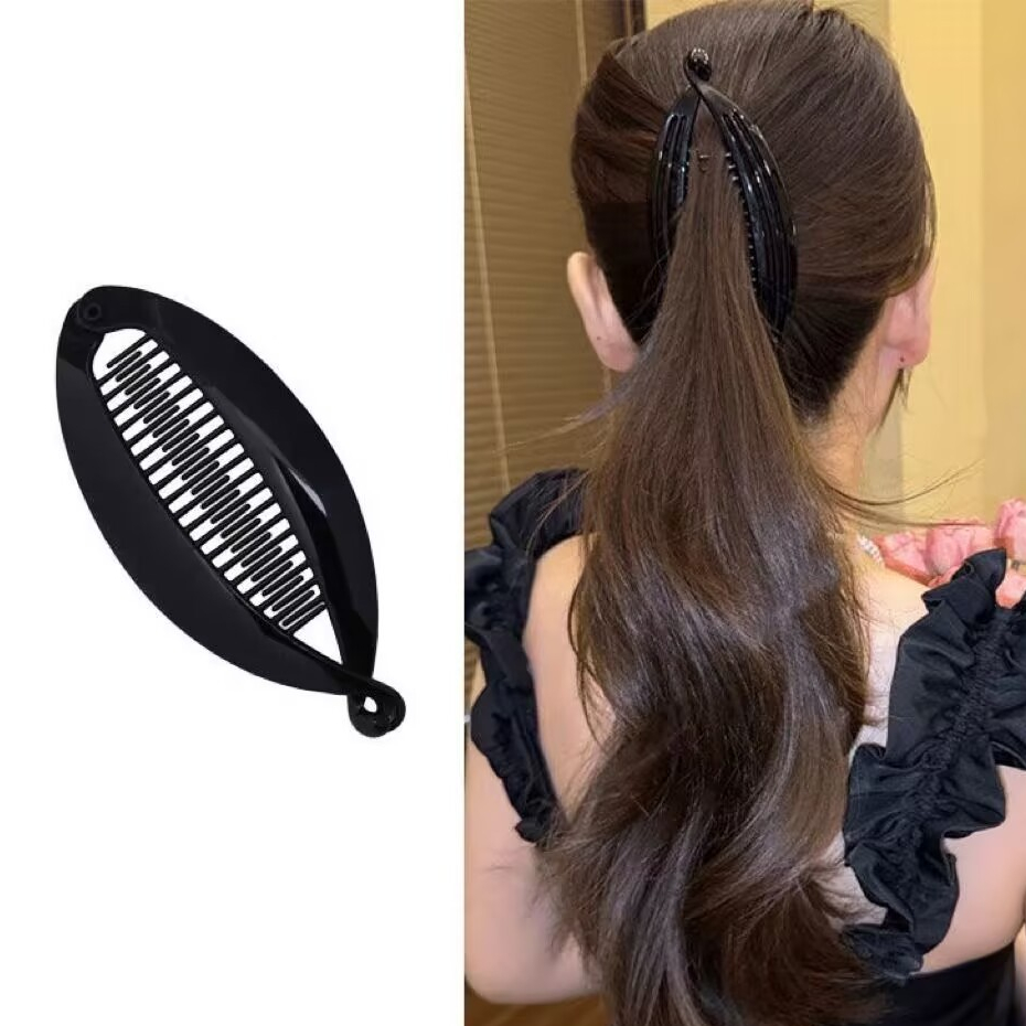 Presilha Cabelo Banana 14cm/12cm Feminino/Grampo Oval Sólido/Clip Rabo de Cavalo/Acessório Meninas/Prendedor de Peixe