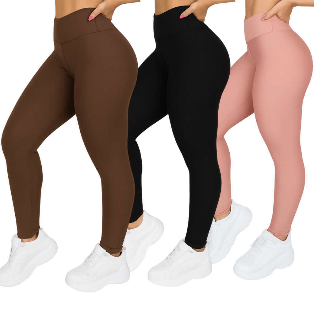 Kit 3 Legging Feminina Suplex Fitness Academia Cós Leg Alto Modeladora em Oferta na Shopee