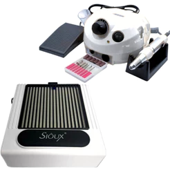 Kit Lixadeira Porquinho 50.000 RPM Nail Drill + Coletor Sugador SIOUX 80W Nail Designer Profissional