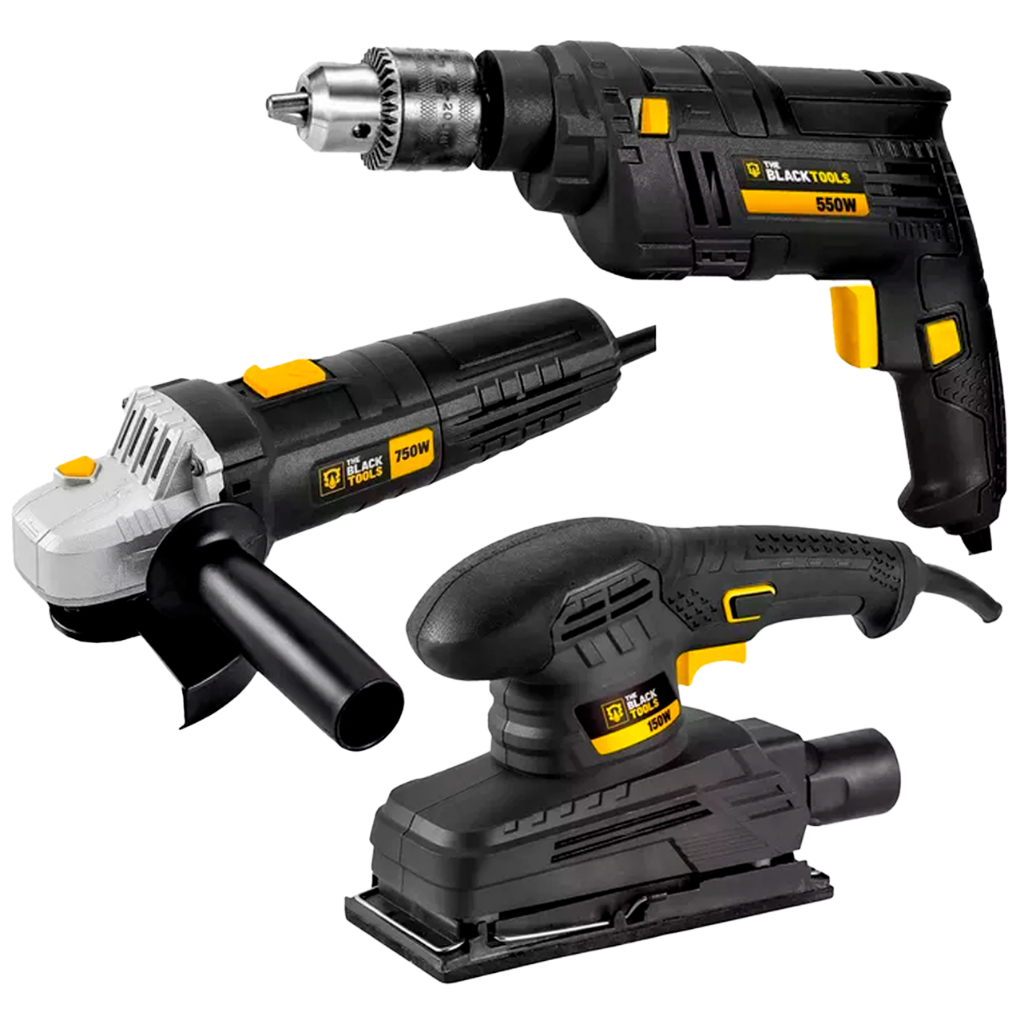 Lixadeira Orbital + Esmerilhadeira + Furadeira Profissional The Black Tools em Oferta na Shopee