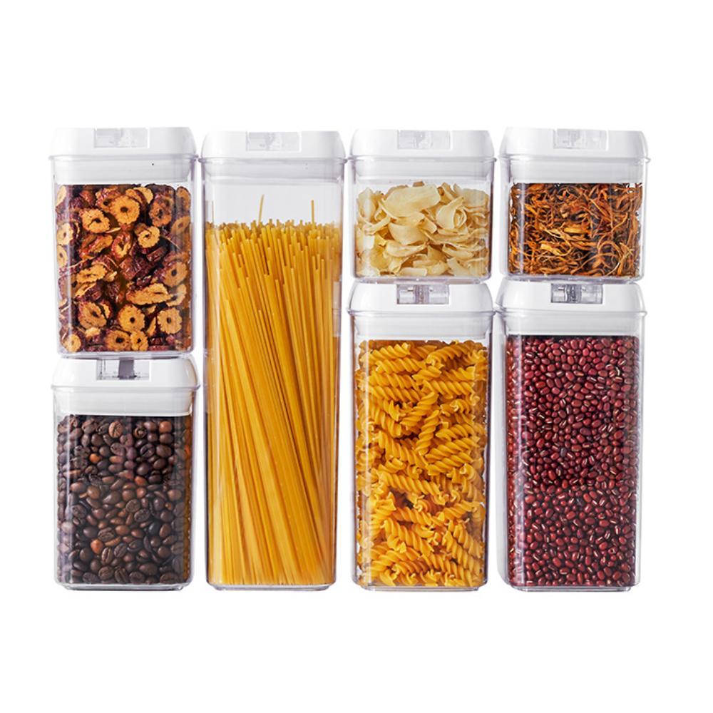KIT 7 POTES HERMÉTICOS DE ACRÍLICO TRANSPARENTE PARA ALIMENTOS ORGANIZAÇÃO DE COZINHA