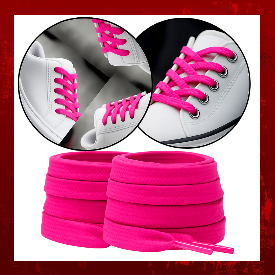 Par de Cadarço Infantil 70 cm Rosa Chiclete Pink  Cheios de Estilo para Calçados do 18 ao 27 Renove