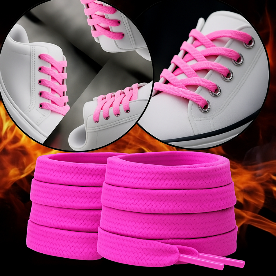 Par de Cadarço Infantil 70 cm Rosa Chiclete Pink  – Cheios de Estilo para Calçados do 18 ao 27 Aulas