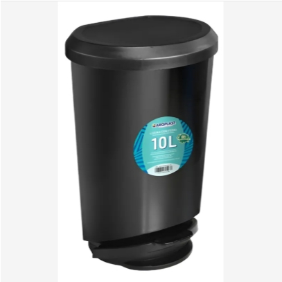 Lixeira Cesto De Lixo Plástico 10litros C/ Tampa Pedal Preto