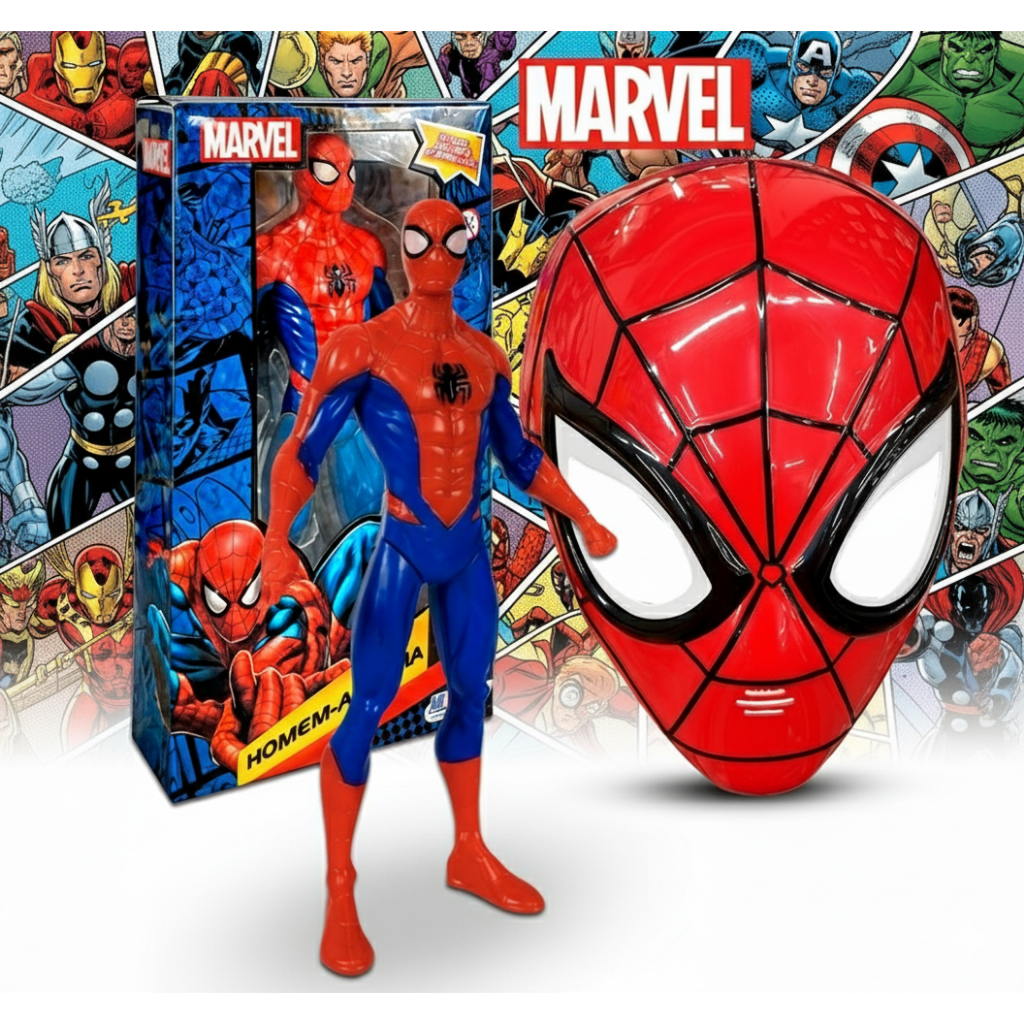Boneco Homem Aranha com Máscara Infantil Brinquedo Original Presente Dia das Crianças