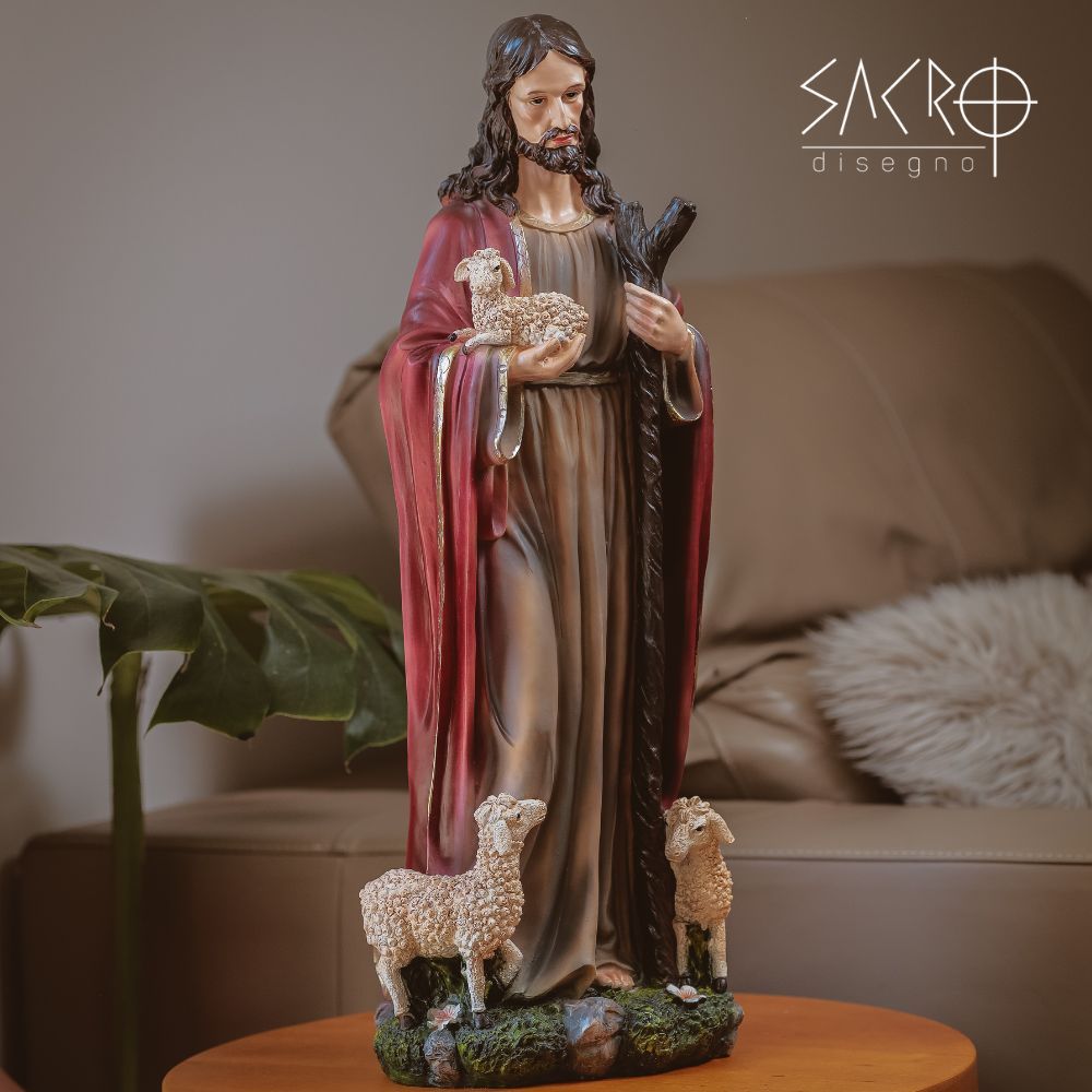Imagem Jesus Bom Pastor 60cm Resina Importado