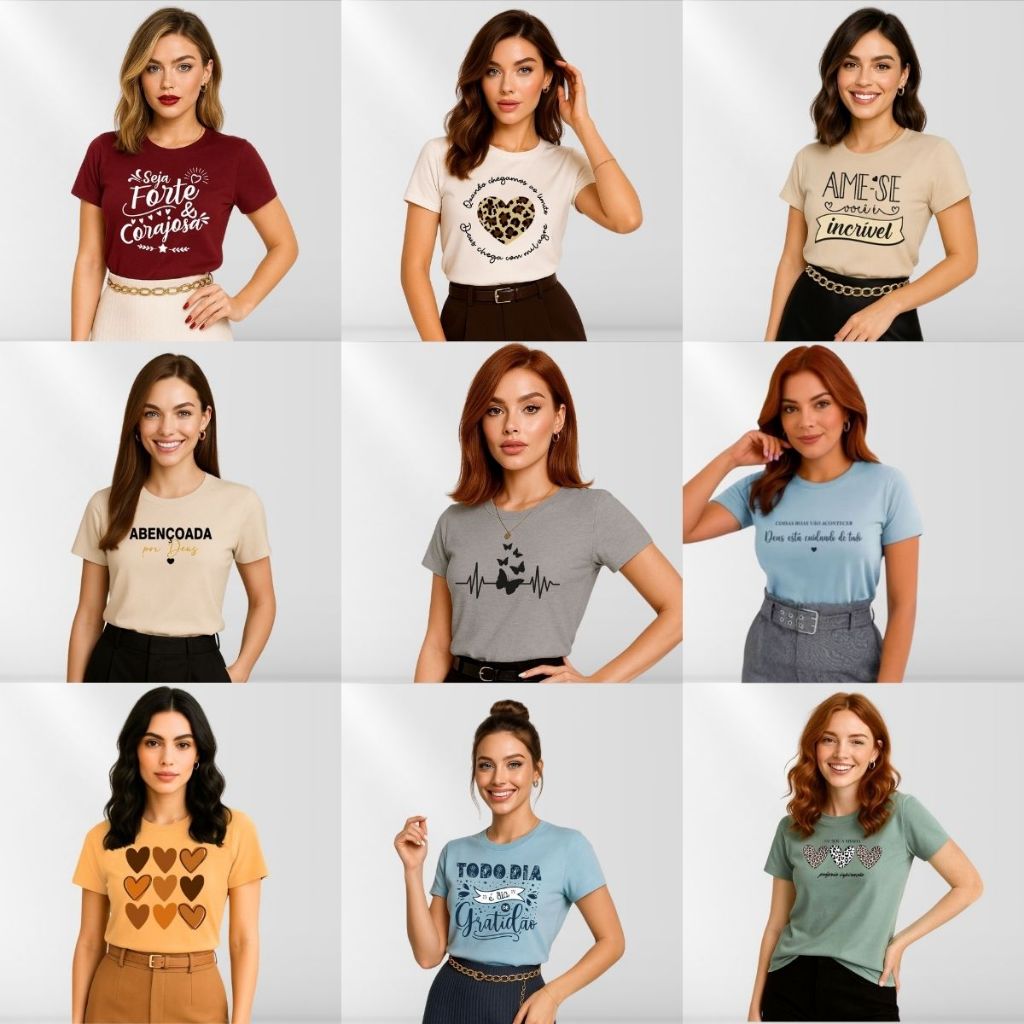 Kit 10 Blusa Feminina T-shirt Baby Look Camiseta Roupas Femininas em Oferta na Shopee