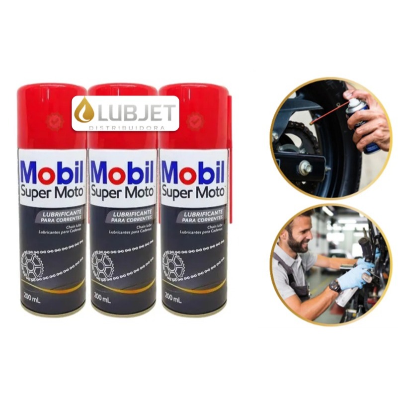 Kit 3x Lubrificante Mobil Chain Lube 200ml – Máxima Proteção e Economia para Correntes