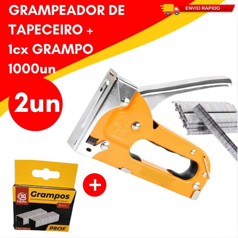 Grampeador de Tapeceiro Multifuncional – Estofado, Artesanato, Madeira, Tecido, Couro e Papelão em Oferta na Shopee