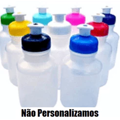 GARRAFA SQUEEZE 300ML TAMPA COLORIDA KIT COM 10 (SEM ADESIVO/MAIS DE DUAS CORES OPÇÃO SORTIDA)