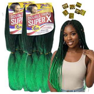 Kit 2 Cabelo Jumbo Sintético Jumbão Super X Promoção Aplique Trancas Box Braids em Oferta na Shopee