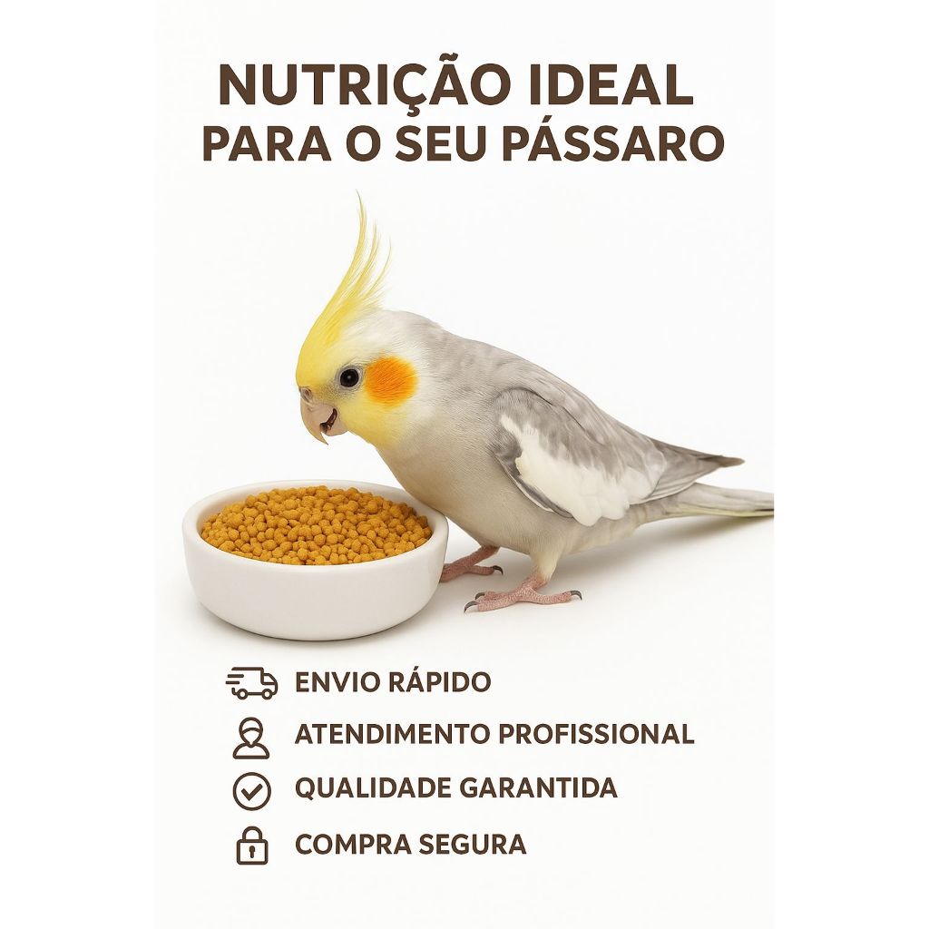 Ração Extrusada 1 kg Premium p/ CALOPSITA - AGAPONE - Psitacídeos - TRINCA FERRO (PASSAROS DE MEDIO PORTE) PROMOÇÃO
