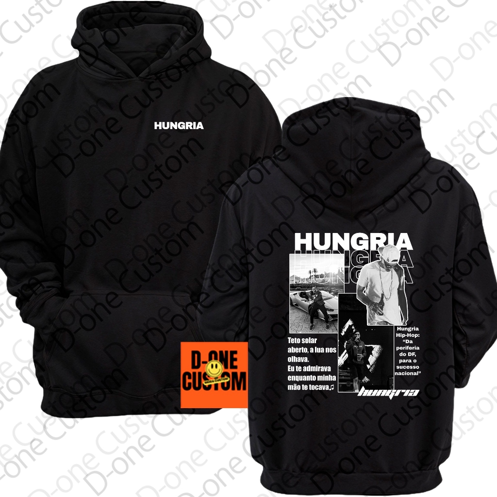 Moletom Blusa de Frio Casaco Hungria Frente e Costa Estampa Exclusiva Unissex Hip-Hop Quebrada