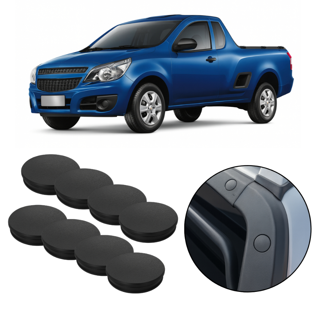 Tampa Plastica Soleira Moldura Caçamba Montana 2011 a 2018  8 Unidades Preto