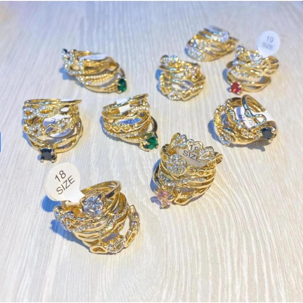Conjunto12 anel   zircônia feminino banhado a ouro 18k personalizados