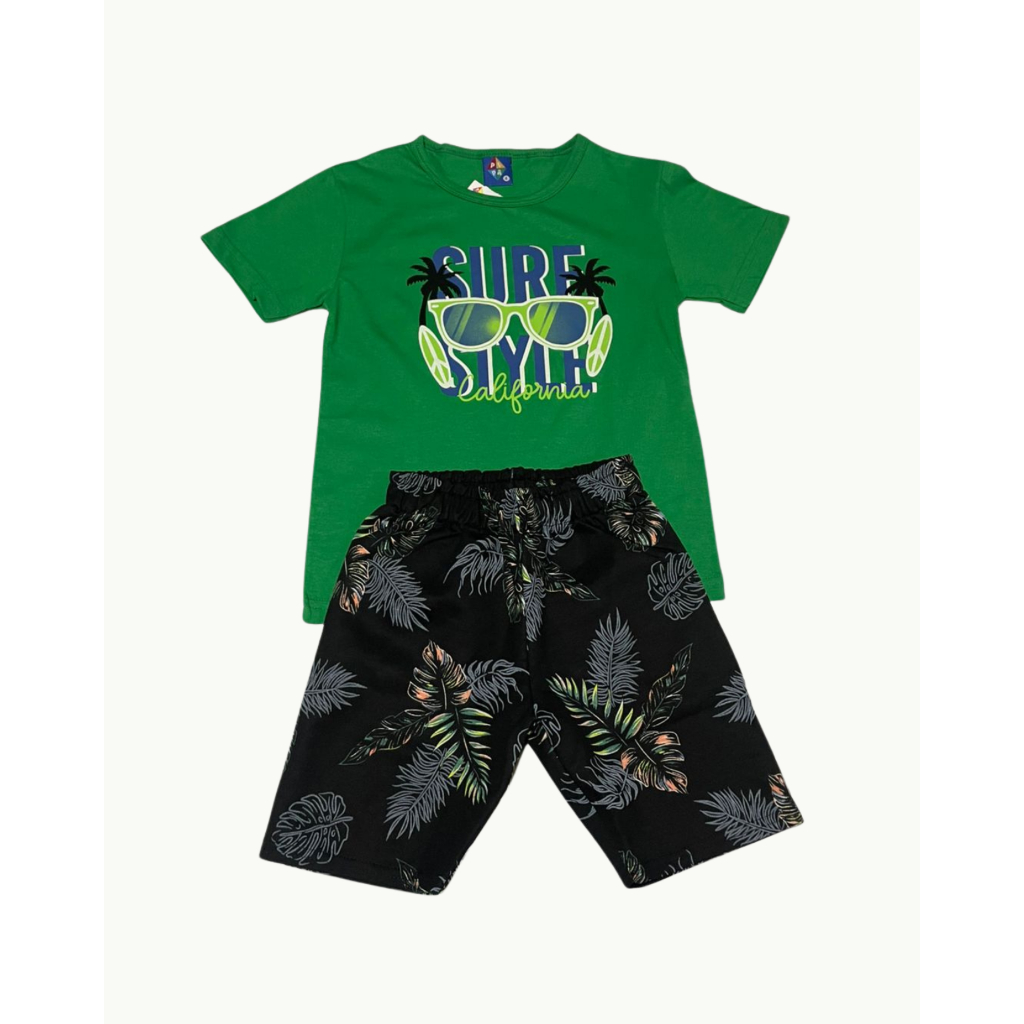 Conjunto Infantil Menino – Camiseta + Bermuda | Verão Tamanho 4 / Short & Blusa Infantil - Envio imediato