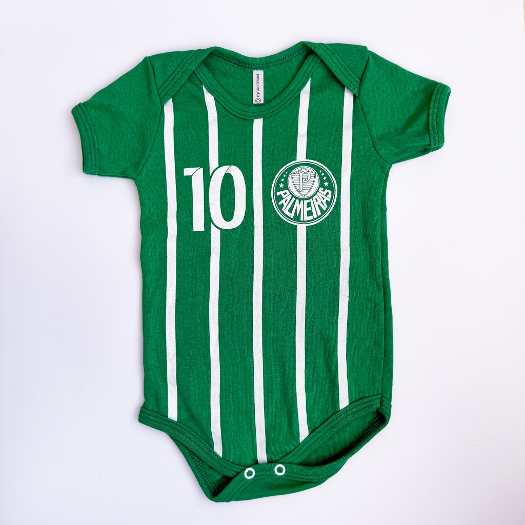 Body Infantil Bebê Torcedor – Roupa Uniforme Torcedor Futebol Verde e Branco