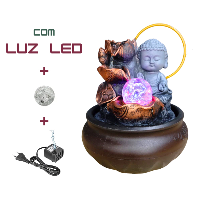 Imagem Fonte de Agua Cascata Buda Meditação Fonte Decorativa