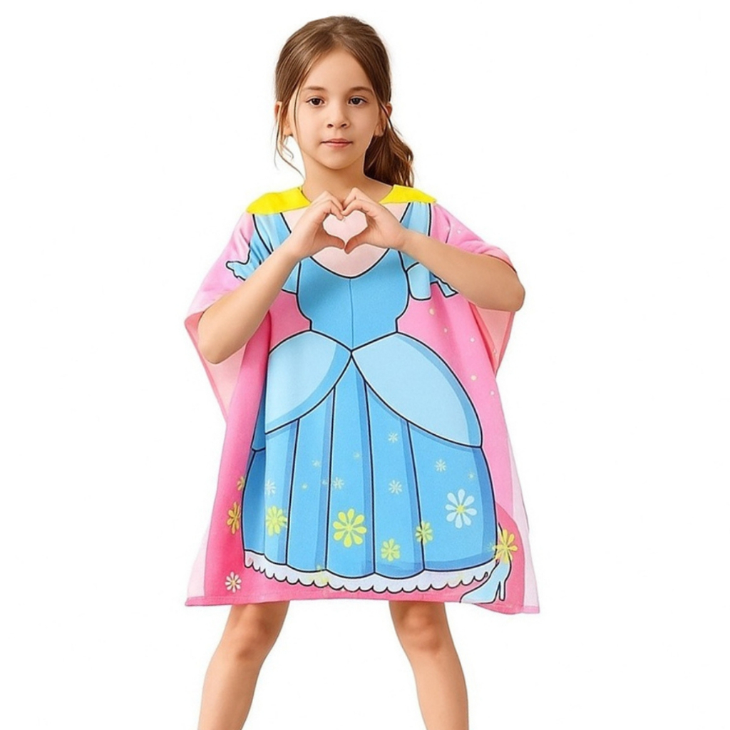 Toalha Poncho Infantil Princesa Sereia Praia Piscina Banho Verão Barato com Capuz Atoalhado Menina em Oferta na Shopee